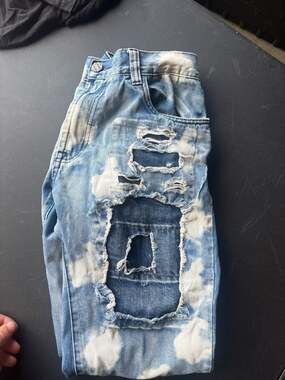 FWRD Denim & Co. Men's Size 36 Distressed Patchwork Acid Wash Jeans